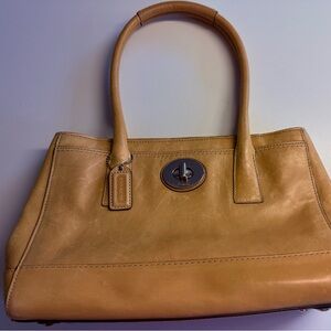 Coach Beige Leather Shoulder Bag